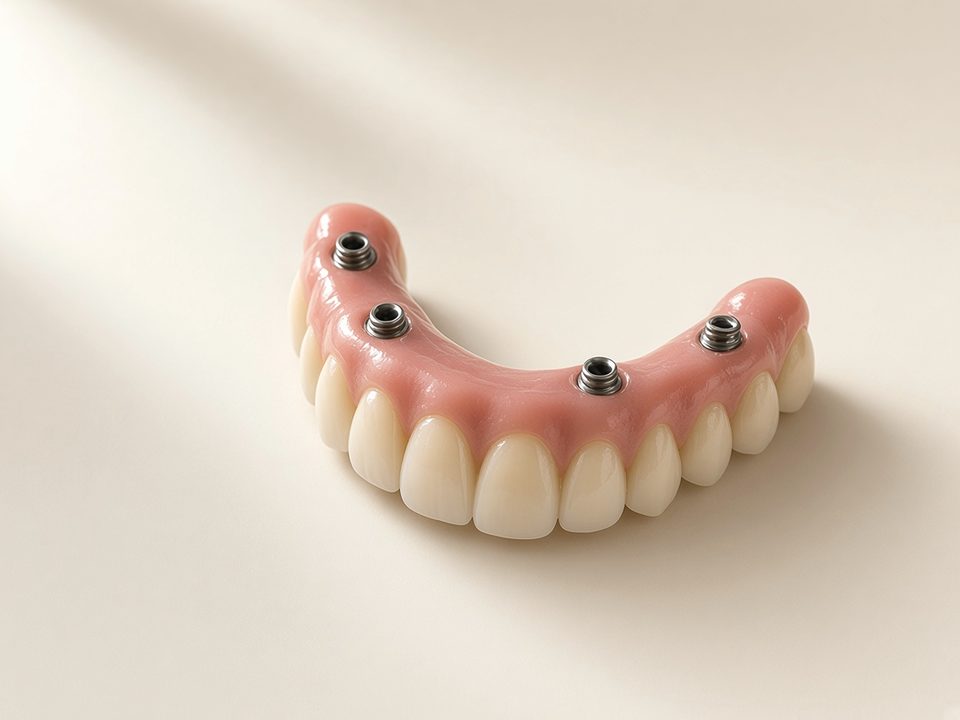Full-arch screw-retained zirconia implant bridge