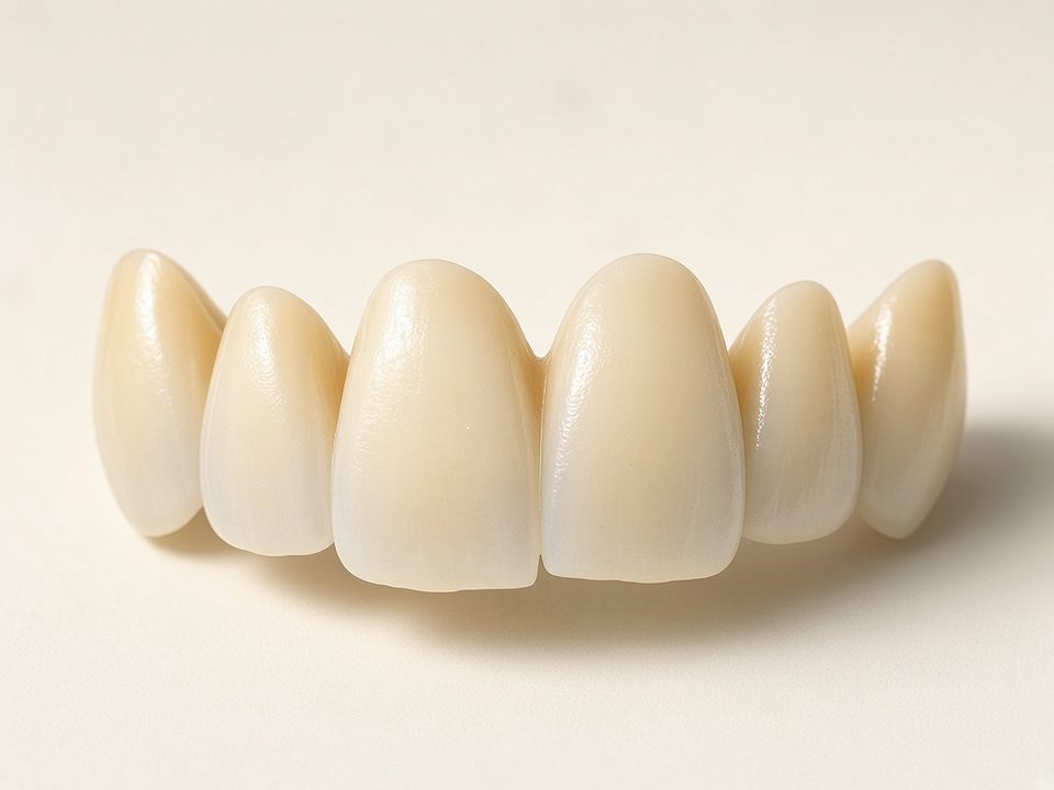 Layered zirconia anterior bridge, canine to canine